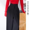 ELLASSAY Women's Elegant Wide-Leg Pants with Disc Buckle Waist