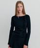 ITOV SEOUL Frill Button T-Shirt Black