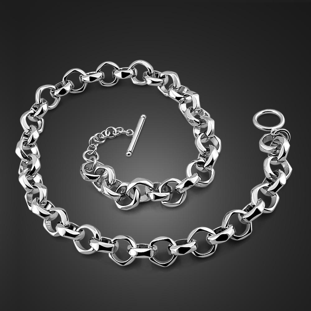 

Men S Necklace Plated Thick Platinum To Buckle Hip Hop Round Lock Head Chain Jewelry 51cm