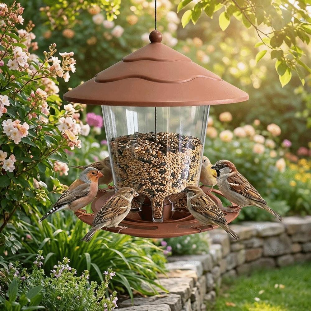 Gazebo Style Bird Feeding Station Large Capacity Hummingbird Feeder Bird Food Container  Outdoor