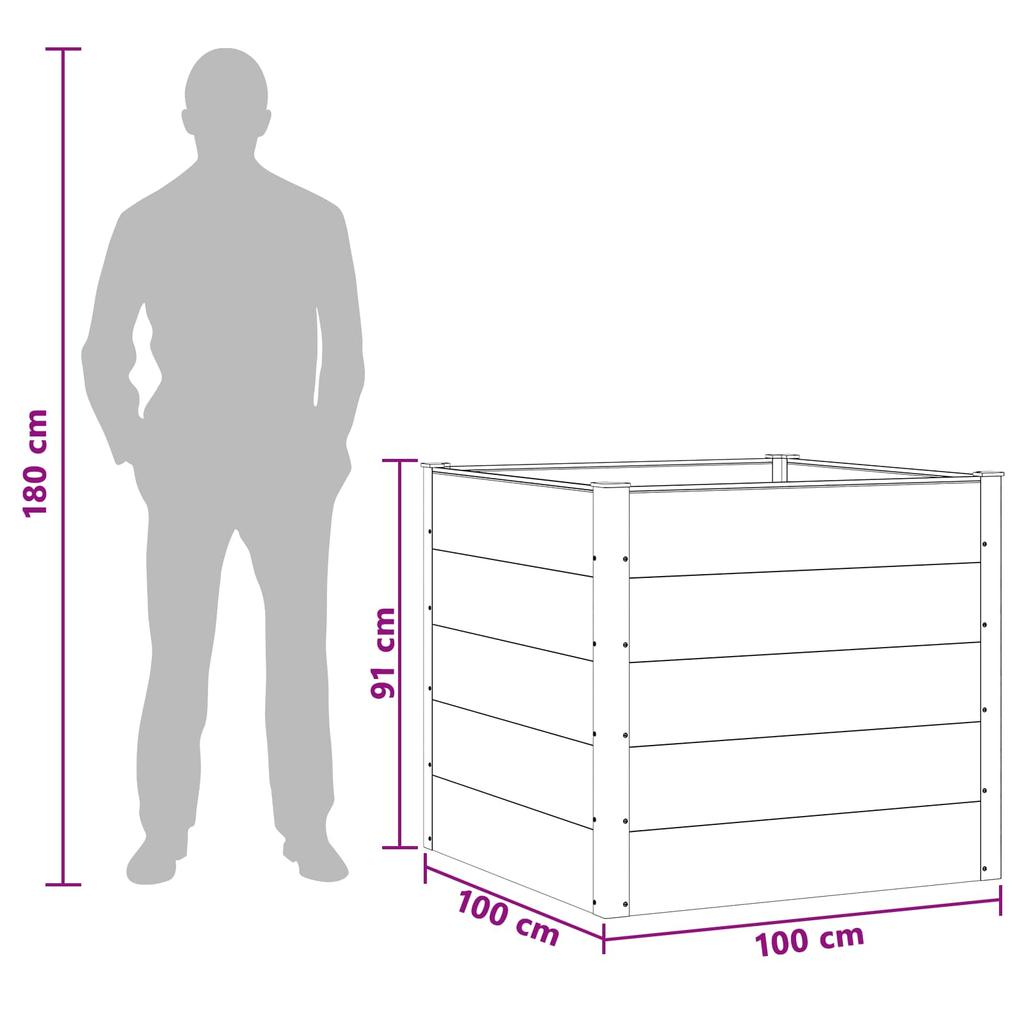 Raised Garden Bed Black 100 X 100 X 91 Cm