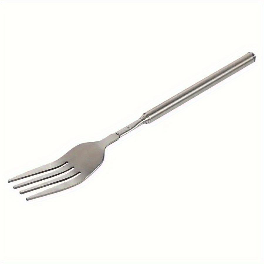Retro Fork BBQ Telescopic Extendable Dinner Fruit Dessert Long Handle Fork Stainless Steel Cutlery Fork Tableware