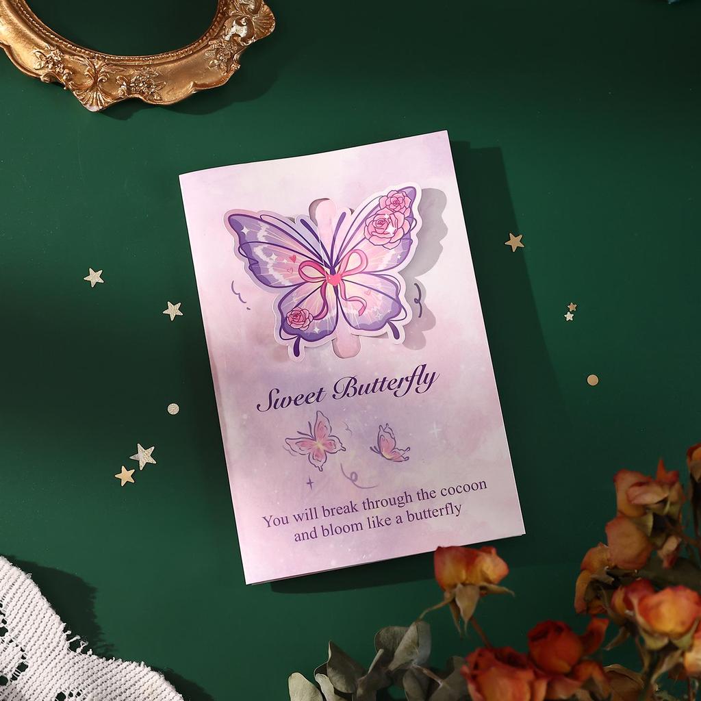 3D Foldable Butterfly Greeting Card - Elegant Couple Gift and Blessing Card