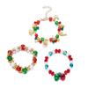 Layered Christmas Bracelet Set Red Green Stackable Bracelets Sweet Beaded Hand Chain  Holiday Party