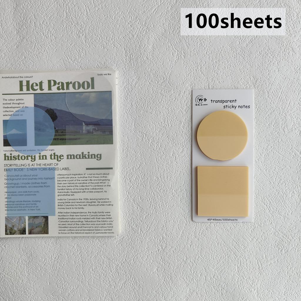100 Sheets Transparent Sticky Notes Stickers Note Pads Paper Clear Notepad School Stationery Office Supplies