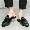 New Men's Suede Bowtie Patchwork Half Slippers Driving Shoes Male Casual Mules Moccasins Breathable Loafers Zapatos Hombre