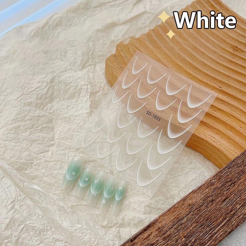 

Градиентная французская форма наклейки для ногтей стереоскопический рельефный ноготь наклейка украшение самодельное улучшение клейкая наклейка белый