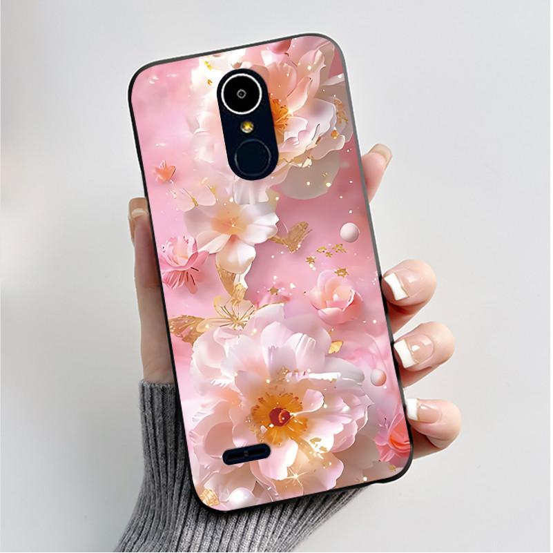 Hülle Für LG K8 2017/LG K8 2018/LG K9 2018 Weiches Silikon Schwarzes Gehäuse Für LG K10 2016/LG K10 2017 Hülle Niedliche Blume Cartoon Hülle