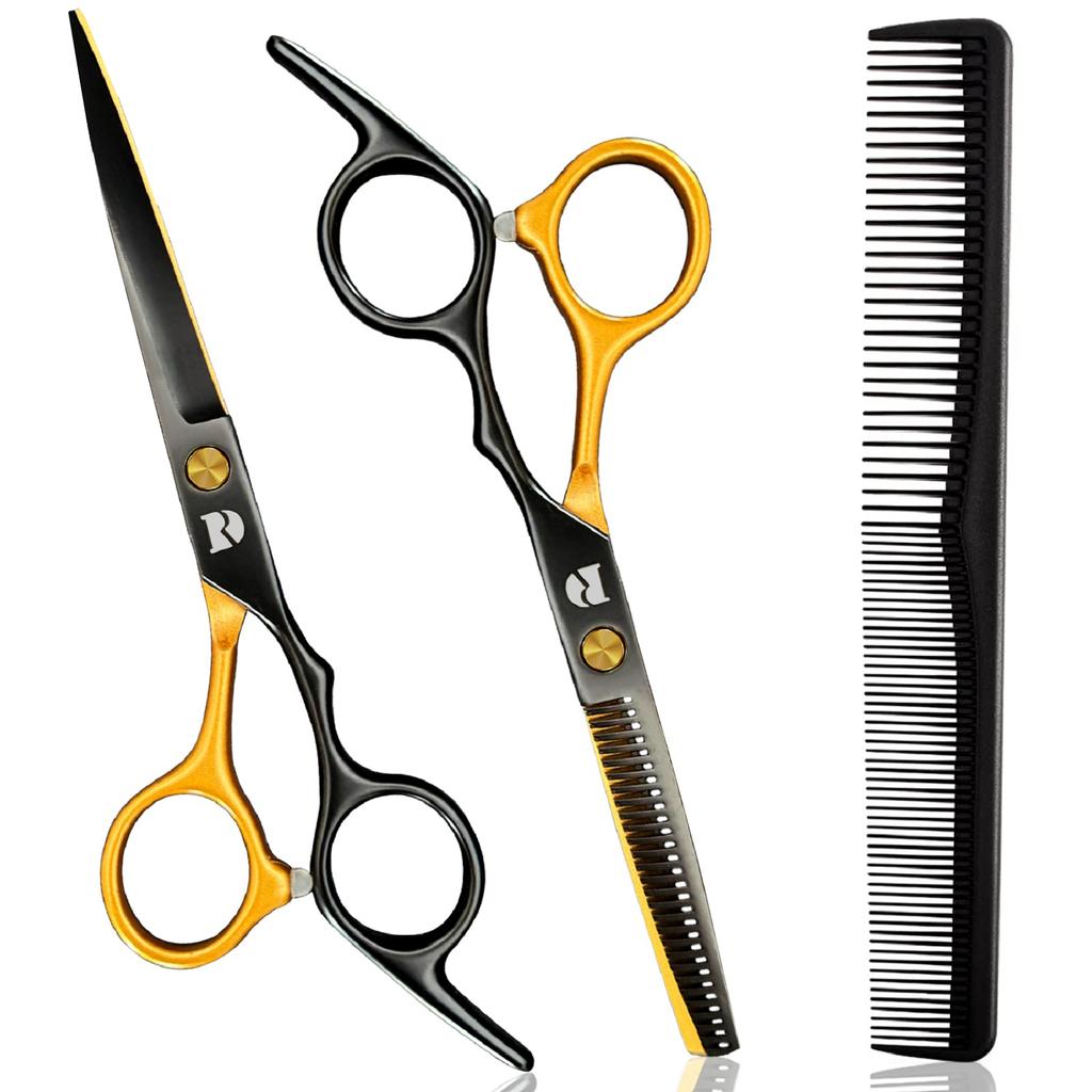 Hair Scissors Set,6.5 Inch Hair Cutting Shears/Thinning Scissors,Salon Haircut Kit With Comb,Sharp Blades Hairdressing