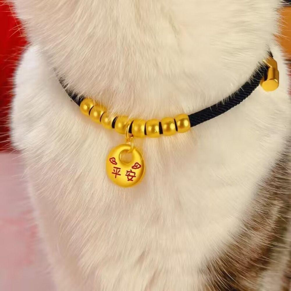 Adjustable Cat Weave Necklace Chinese Style Handmade Cat Collar Christmas