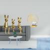 Bunny Family Iron Figurine Sculpture Centerpiece Ornament for Bookshelf Desk Cabinet Office Bedroom