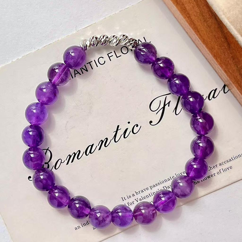 8Mm Retro Design Natural Amethyst Bracelet Commuter Bracelet