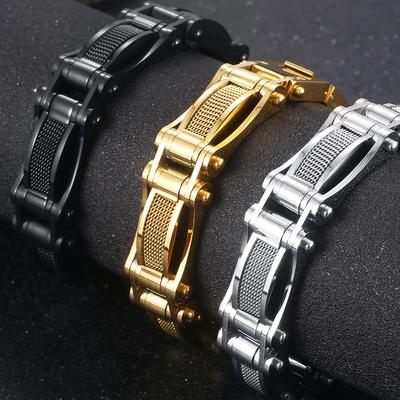Black Gold Color Bracelet for Men 15MM Width 316L Stainless Steel Chain Men's Wrist Arm Jewelry Birthday Gifts for Boys Father