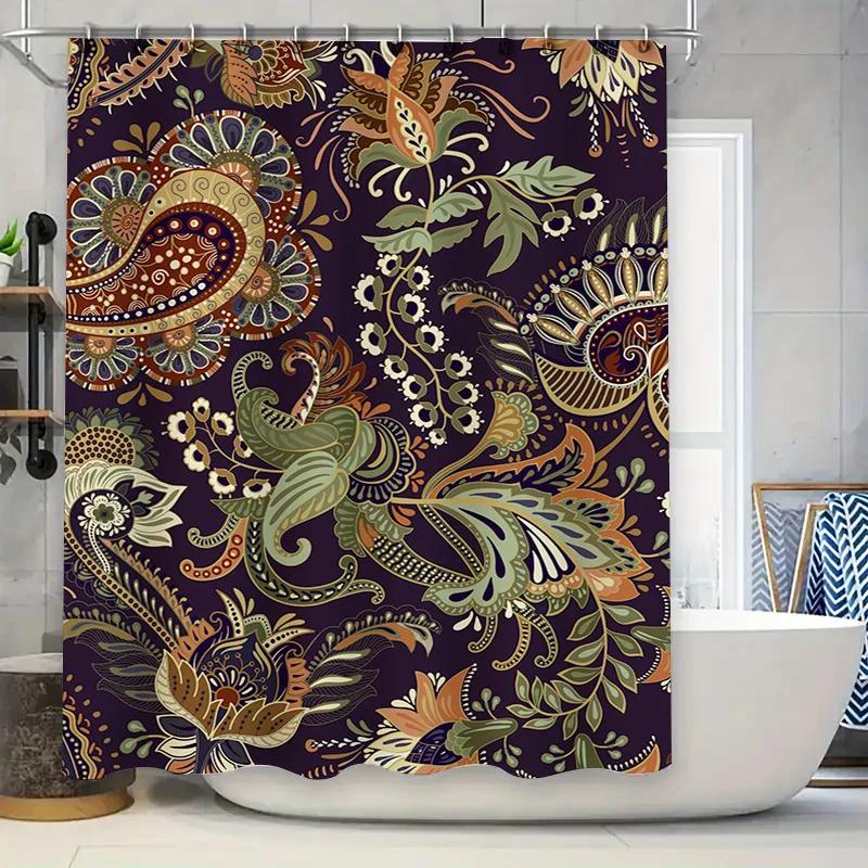 

Luxurious Mandala Floral Shower Curtain Premium Waterproof Bath Decor For Bathroom Accessories Multiple Colors Available W60H190(CM)-1 Pcs