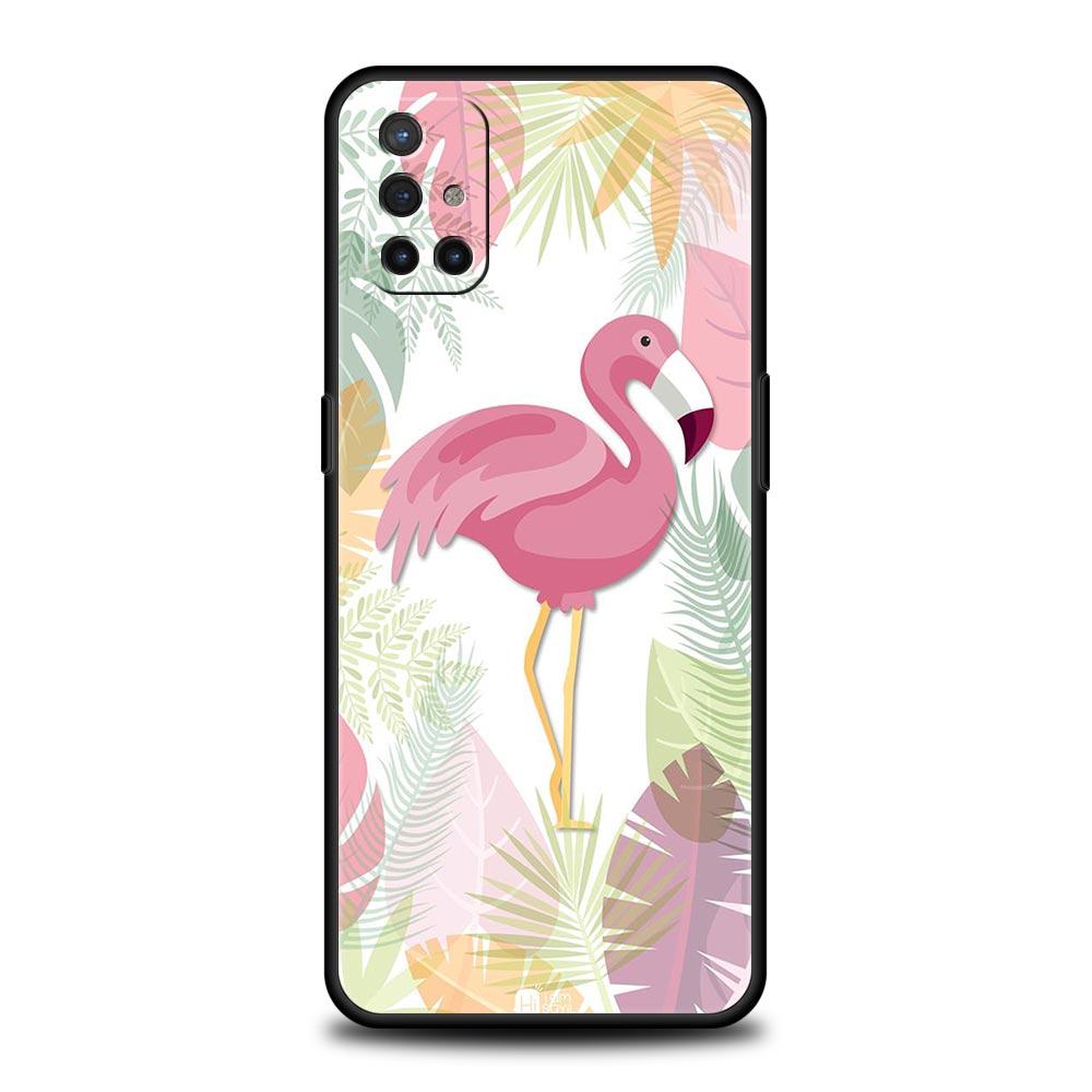 Lovely Pink Flamingos Leaf Phone Case For OnePlus 12 11 10 9 8 7 7T Pro 12R 10R 9RT 9R 8T Nord N100 N200 N10 2T CE 2 5G Cover