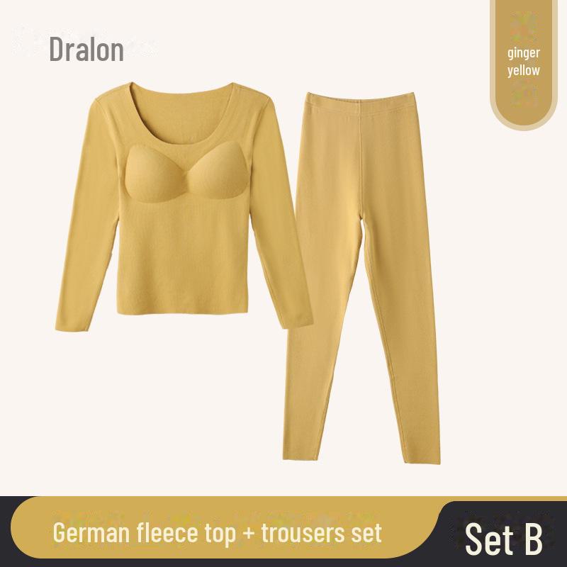 2023 Women's Seamless Autumn Thermal Set: German Velvet Warm Top & Pants