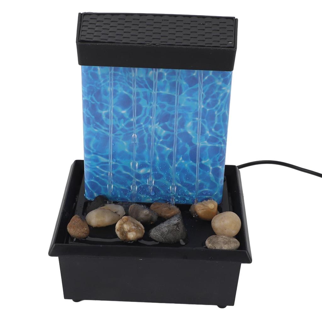 Indoor Water Fountain With Natural River Rocks LED Lights Lighted Waterfall Tabletop Fountain for