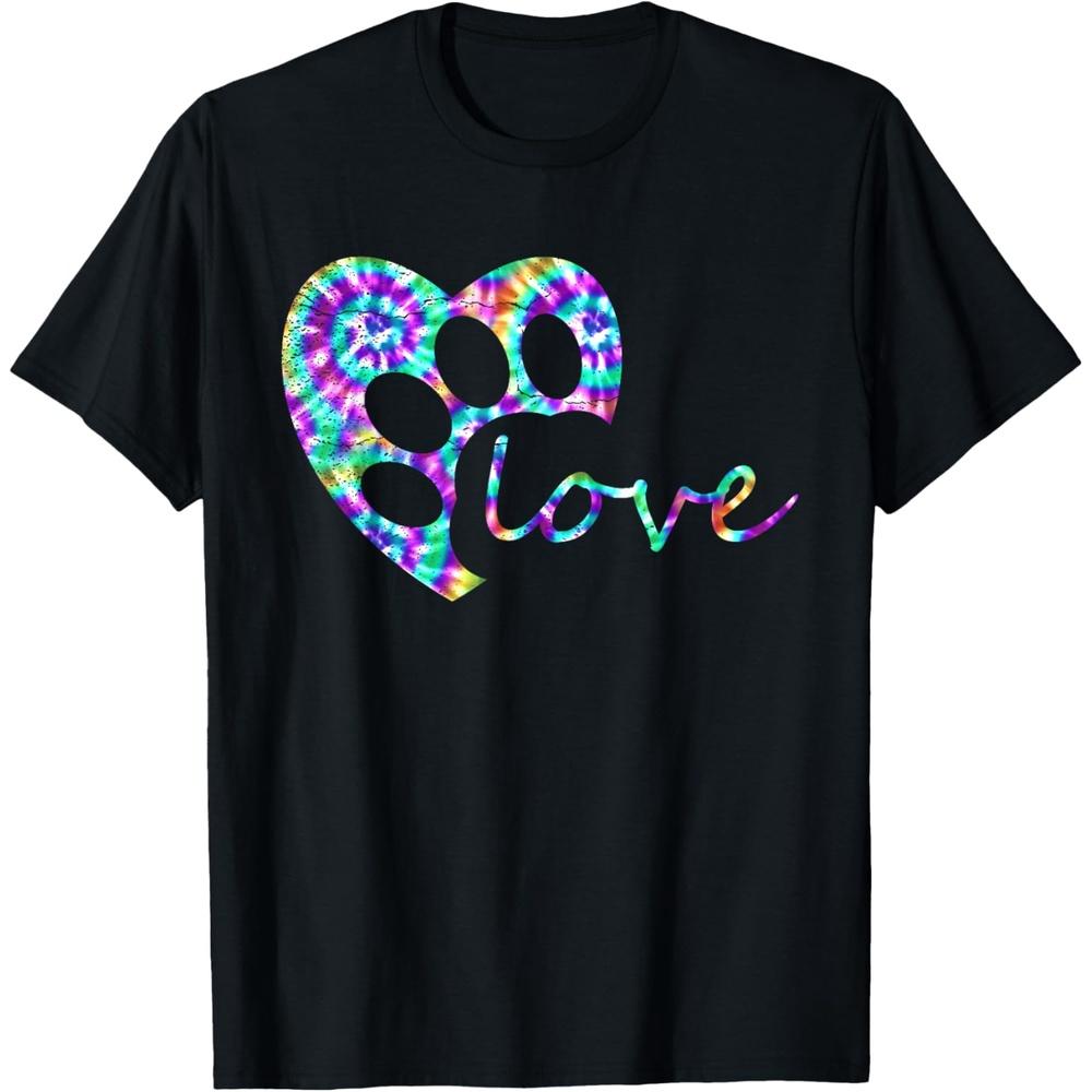Tie Dye Love Dog Paw Print Animal Paw Dog Lover Owner Shirt T-Shirt L чёрный