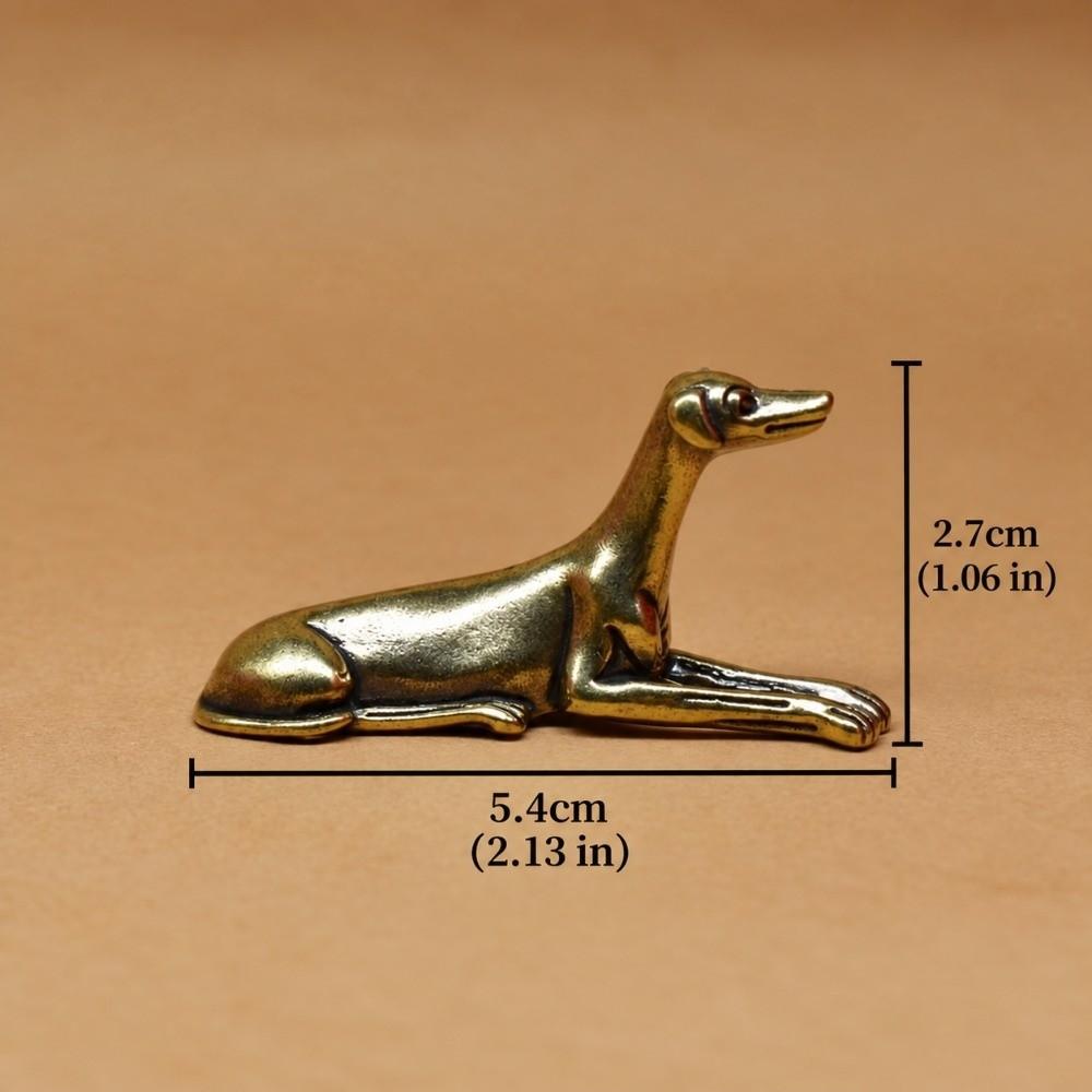 Hand-Carved Brass Greyhound Figurine Exquisite Miniature Dog Statue Chinese Zodiac