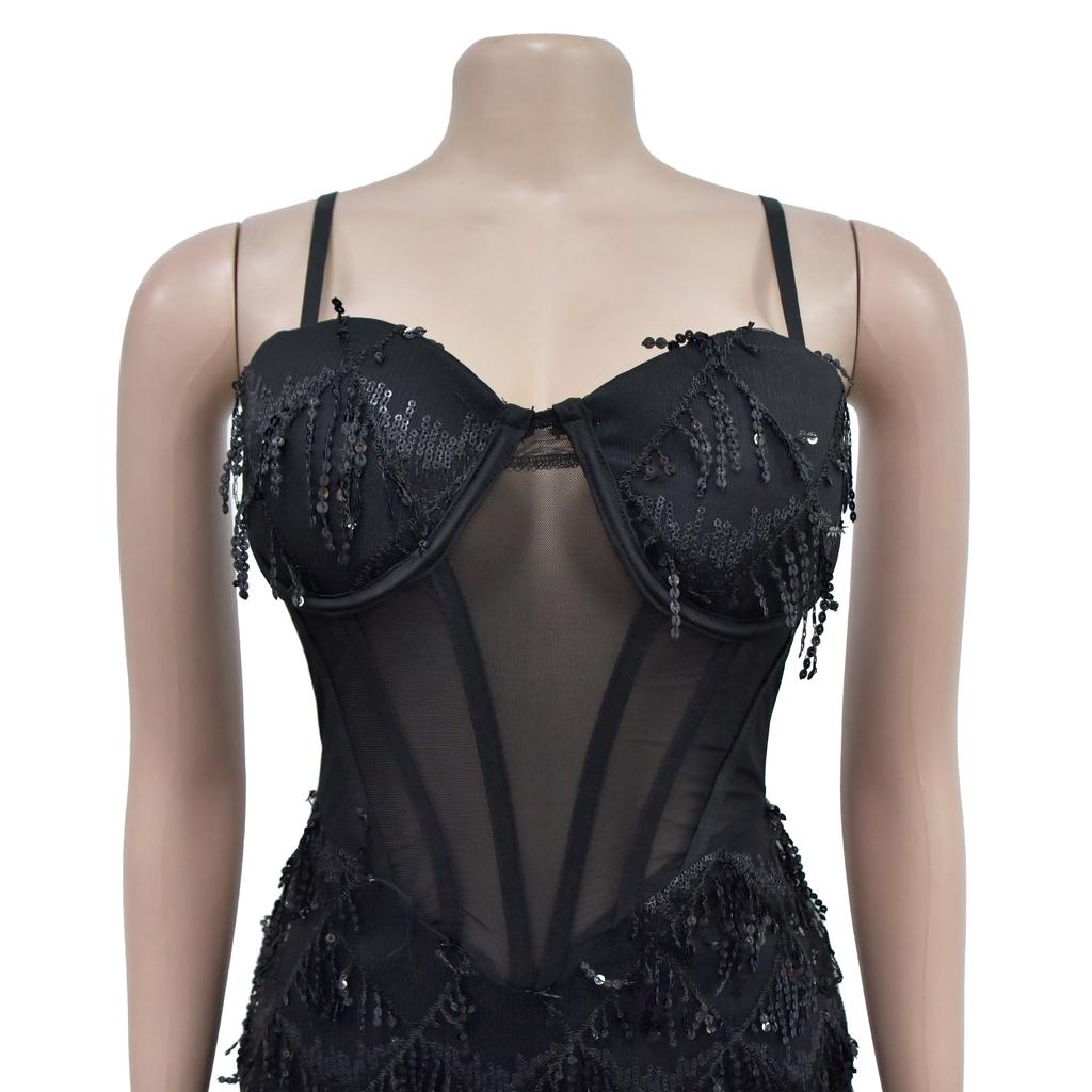 Evening Gown Fashion Party Gowns Women's Solid Sequins Sexy Halter Long Dress