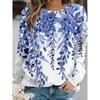 Women's 3D Floral Solid Color Printing Round Neck Holiday Weekend Spring Autumn Fashionable Comfortable Long Sleeved T-Shirt