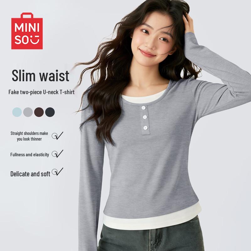 MINISO Women s Slimming Long-Sleeve Top S