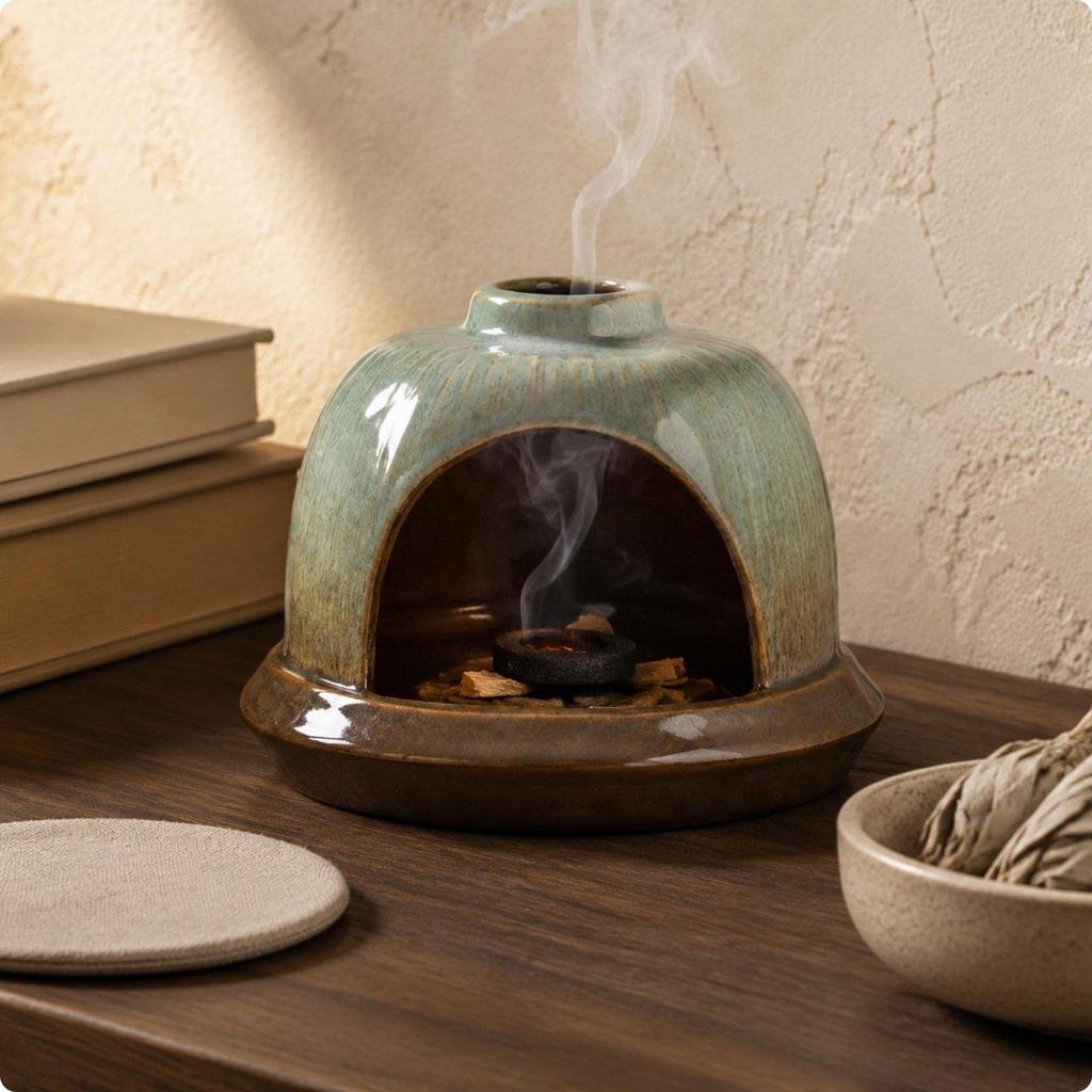 Scented Resin Piece Holder MultiUse Holy Wood Burner Decorative Ceramic Scent Fortune Gourd