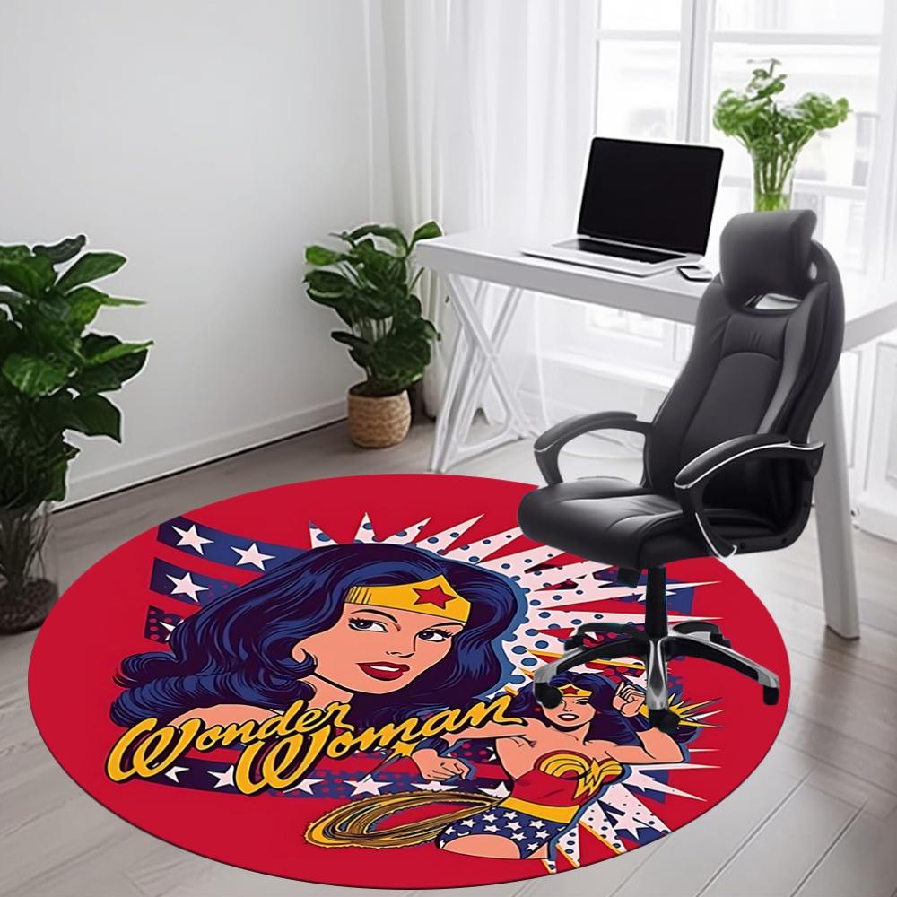 1pc Wonder Woman Office Round Area Rug, Under Office Chairs Bedroom Living Room Home Decor, Room Deco, Available in Various Sizes