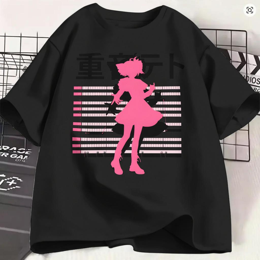 Kasane Teto Tshirt For Unisex Vintage 100 Cotton Tees Crewneck Short Sleeve T Shirts Birthday Present Tops
