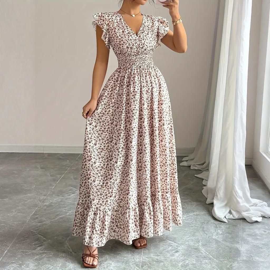 Women's Dress Casual Flowy Dresses  R-neck Vocation Boho Beach Sundress