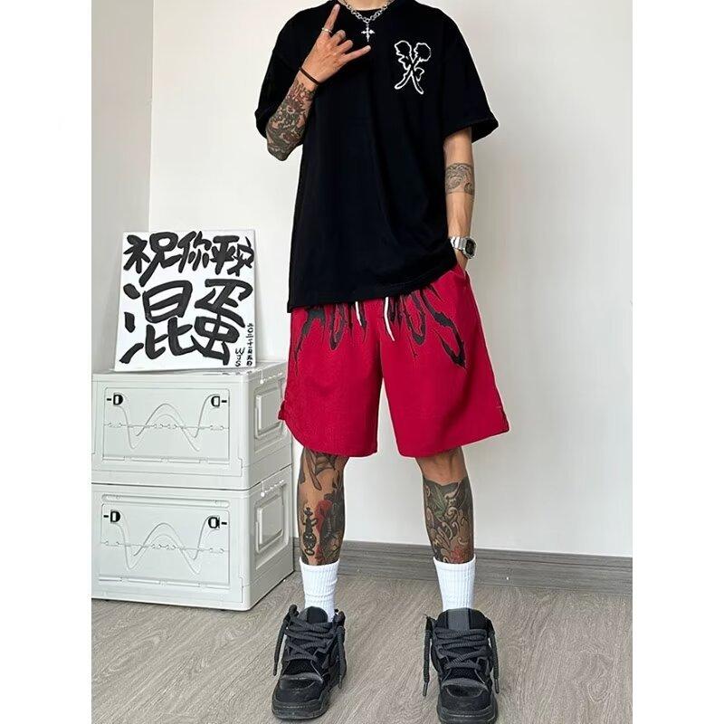 

Новые летние мужские свободные повседневные брюки с 5-точечным узором, мужские универсальные шорты с нишевым дизайном 5XL красный