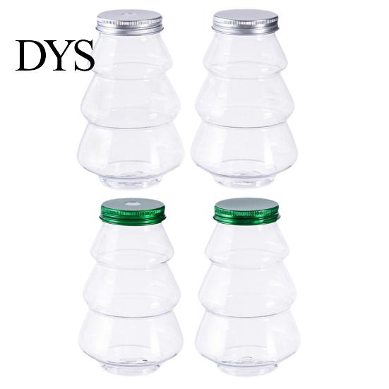 Plastic Beverage Containers 5Pcs Christmas Tree Shaped Bottle, 500ml Food Grade Clear Packaging Container for Bottles Cold Drink Coffee, Leak