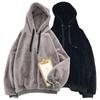 Autumn Winter Fleece-lined Hooded Long-sleeve Sweatshirt Women Hoodies Fashion Loose Couple's Warm Plush Coat