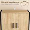 High Kitchen Buffet, 4 Soft-Close Doors, Drawer, Worktop, 60 x 30 x 170 cm, Natural Wood