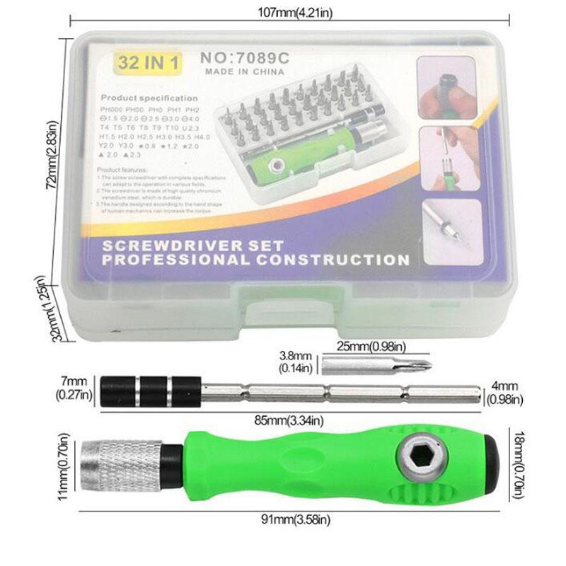 32 In 1 Multifunctional Screwdriver Set with 30 PCS Torx Phillips Magnetic Screw Driver Bits Mini Repair Tool for Phone Watch PC