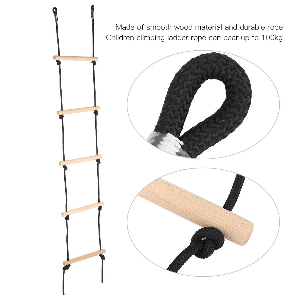 Children Swing Recreation Toy 5 Steps Outdoor Kid Wooded Playing Climbing Rope Ladder Fitness Equipment for Indoor