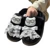 New Cartoon Warm Home Cotton Slippers Lace Bow Winter Non-slip Light Soft Plush Couple Cotton Shoes