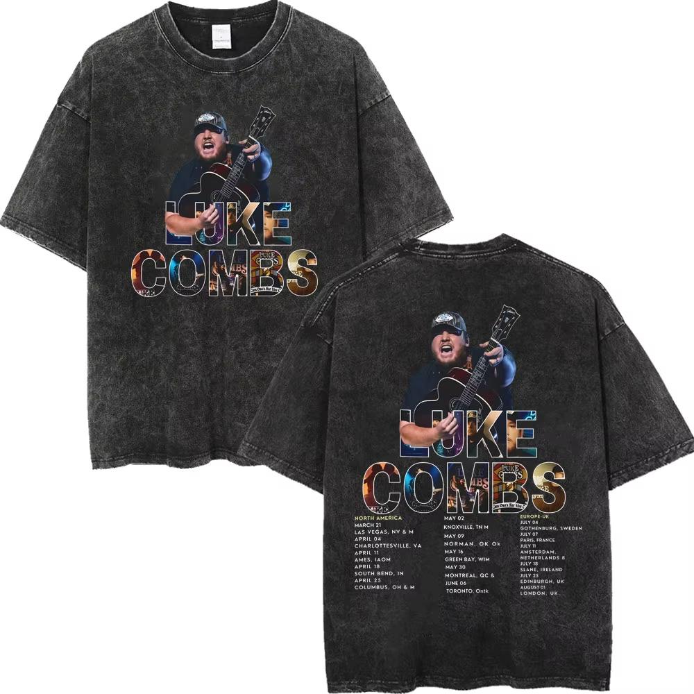 Simple Chic Street Clothing Vintage Gewassen Luke Combs Tour 2026 Merch T-shirts Mannen Vrouwen Mode Y2k Oversized T-shirt Zomer Mode Trendy Tee XXXL