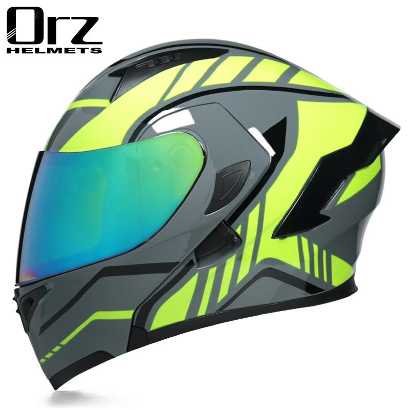 Full Face Motorcycle Helmet With Visor Flip-Up Men Women Adult ABS Safety Winter Riding Gear Gray Black