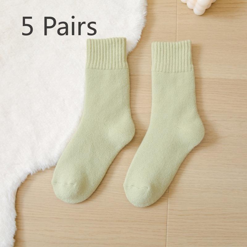 

5 пар женских зимних бархатных и толстых теплых шерстяных носков Snow Tube Socks 5 Pairs зелёный