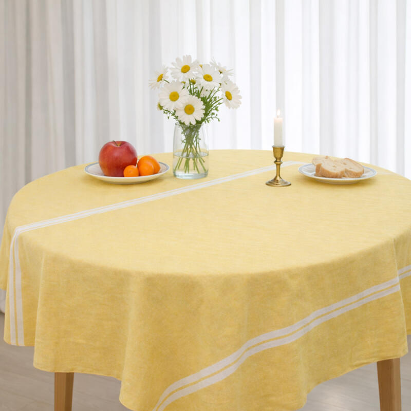 Linen Vintage Striped Waterproof Tablecloth 4-Person M Blue