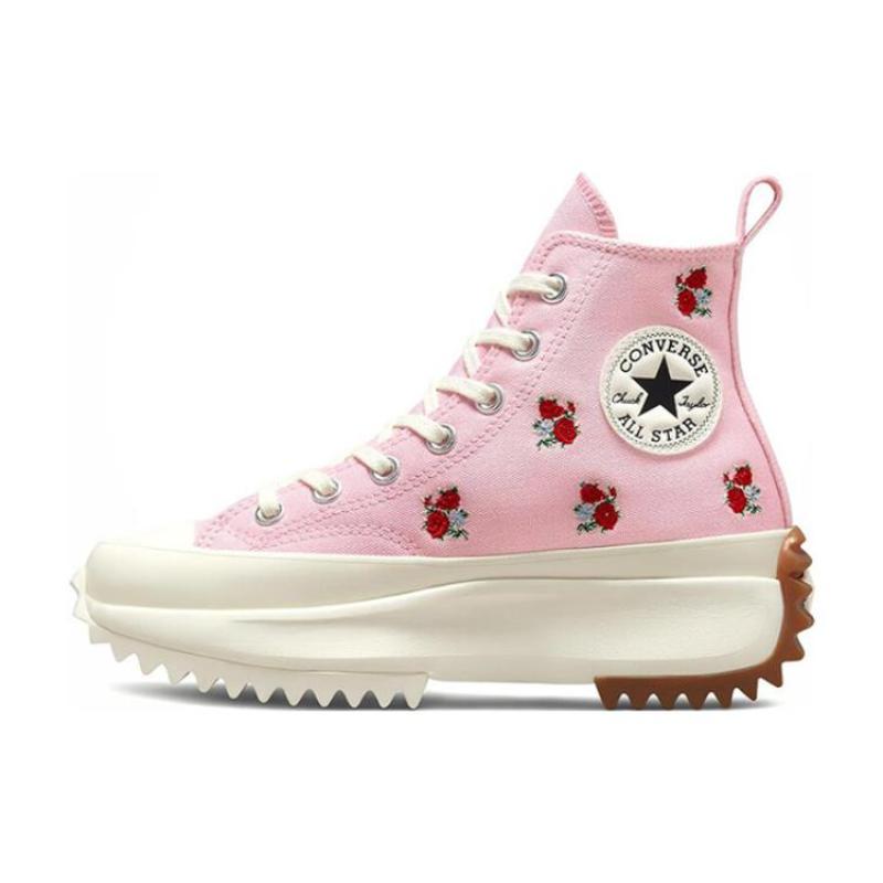 Converse Run Star Hike Non-Slip Shock-Absorbing Abrasion Resistant High-Top Board Shoes Unisex Pink
