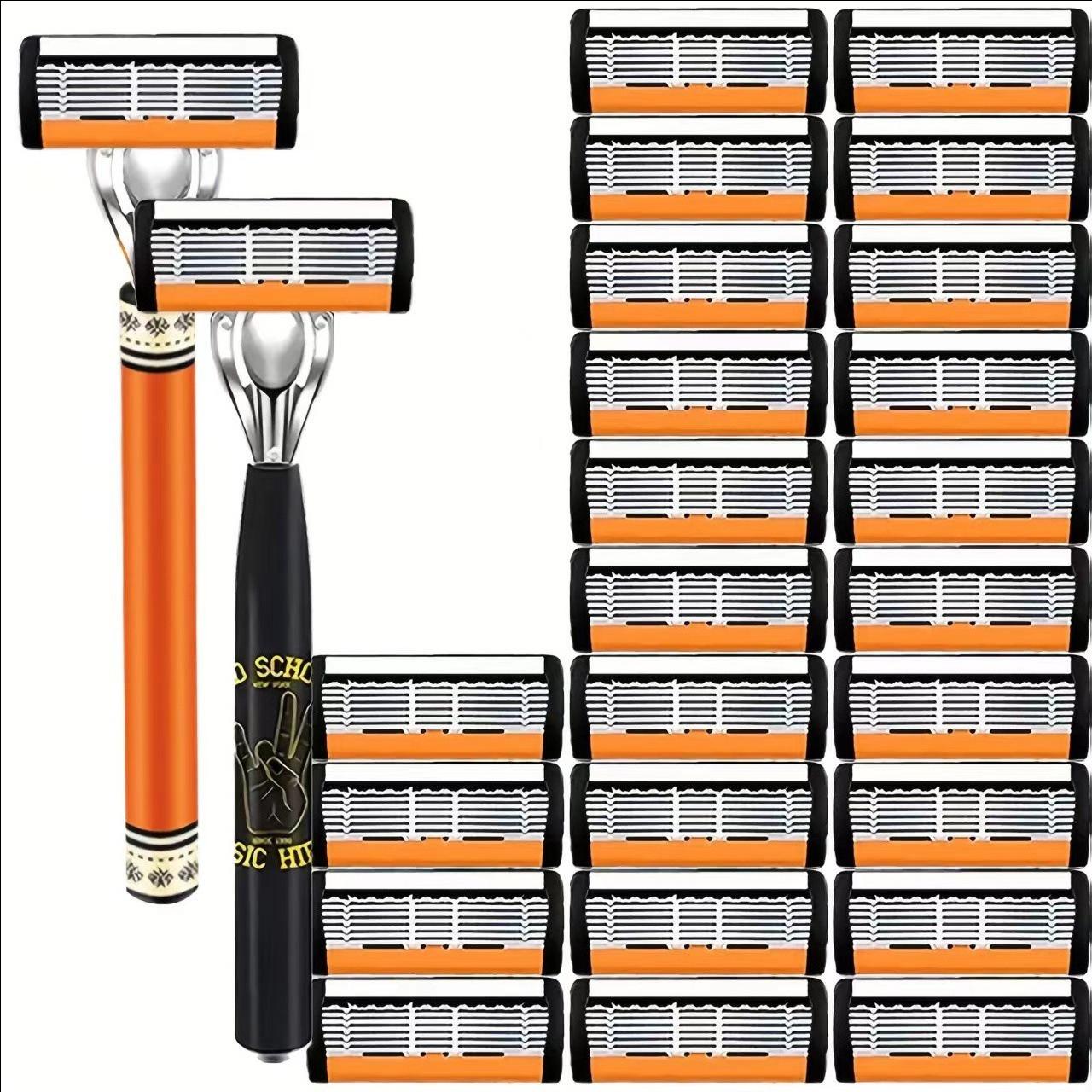 

Men s Manual Razor with 6-Layer Stainless Steel Blades and Metal Handle for Cross-Border Dropshipping