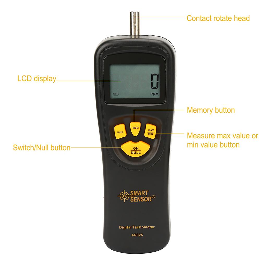SMART SENSOR 0.5~19999 RPM Contact Digital Tachometer Rotation Meter with LCD Backlight Display Digital Tachometer