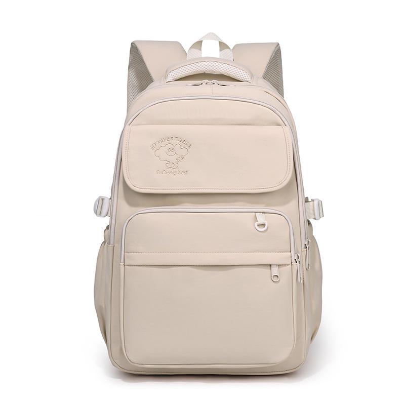 Large Capacity Student Schoolbag Women's Solid Color Backpack Multi-Compartment Wear-Resistant Backpack