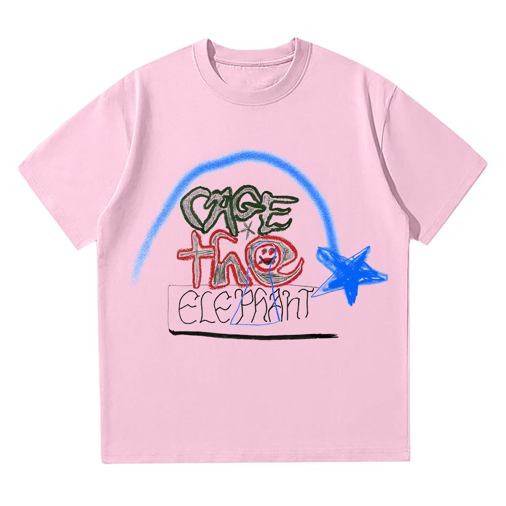 Cage The Elephant Doodle T-Shirt Cage The Elephant Band Printed Short Sleeve Tees Fashion Female Clothes Cotton Soft Top Unisex