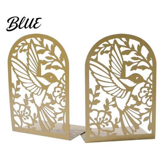 Metal Bookends 1 Pair Hummingbird for Shelves Decorative Heavy Duty Book Ends Stoppers Unique Design Office Desk Shelf Non-Skid Holder Organizer