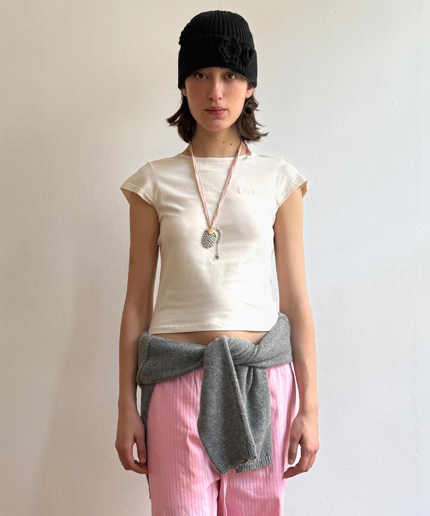 SINOON Logo Cap Sleeve T-Shirt (Light Beige)