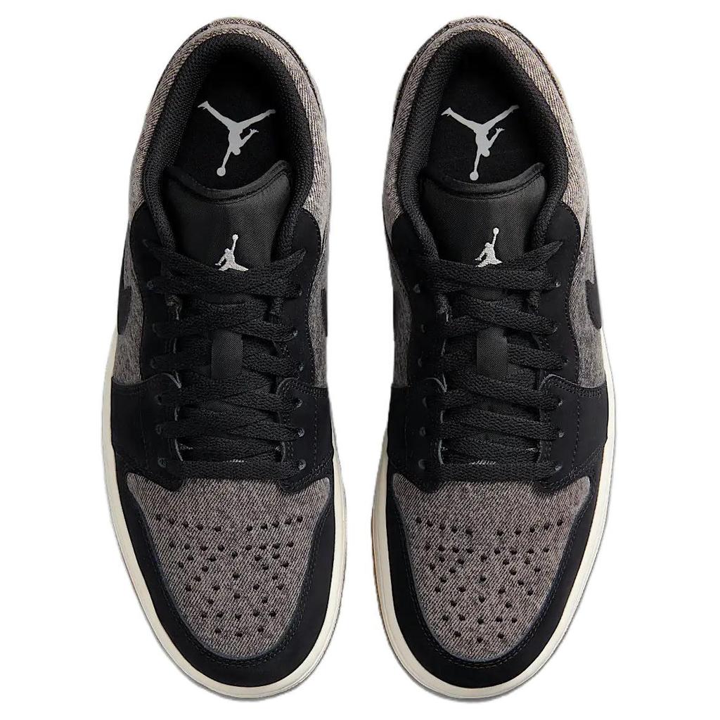 Air Jordan 1 Low 'Black Denim' (Unisex) Black / Light Smoke Grey / Sail / Gum Vintage Basketball Shoes HJ4360 001