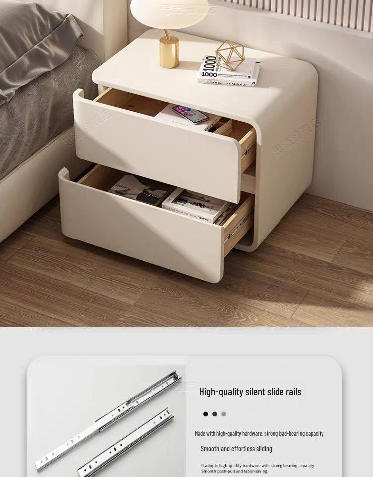 Modern Cream Leather Bedside Table - No Installation Needed